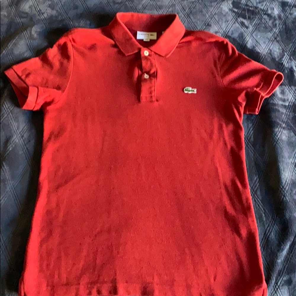 Men’s red LACOSTE polo